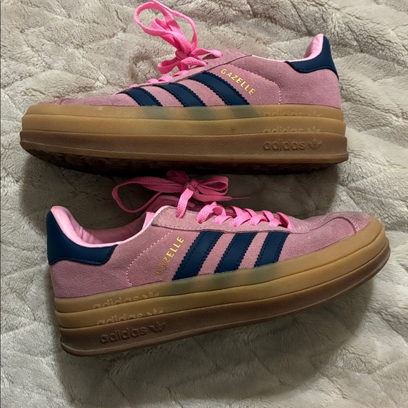 adidas Shoes - adidas Pink + Navy Gazelle Platforms